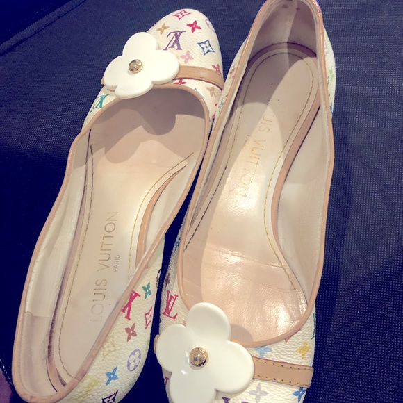 100% Authentic Louis Vuitton White Multicolor ballet flats (used) - Picture 2 of 7